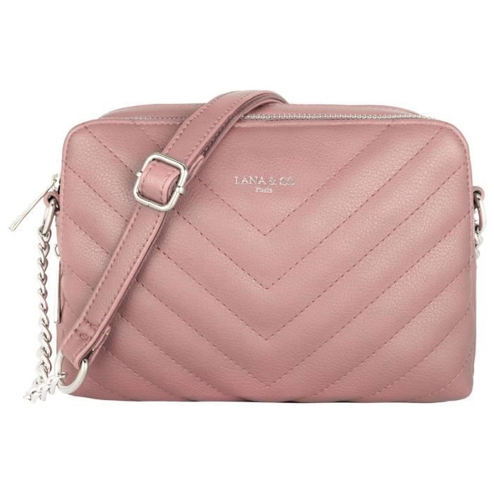 Sac Bandoulière Femme - CRAZYCHIC - Cuir PU Matelassé - Sac Epaule 2 Compartiments - Rose