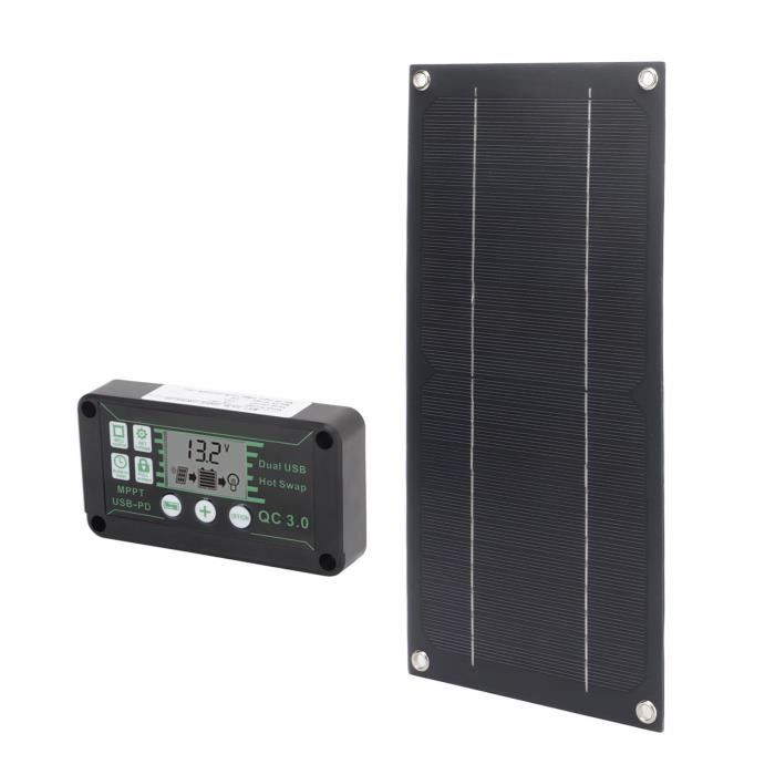 Panneau Solaire Voiture 12V 20W – Chargeur Solaire Portable Avec Contrôleur & Câbles SAE Multi-Usages