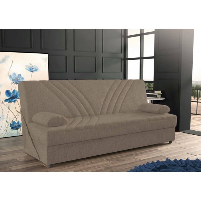 Dmora - Canapé-lit 3 places Ramon 181x81h88 cm Beige Panneau effet bois et Tissu Dmora - Canapé-lit 3 places Ramon 181x81h88 cm Beige Panneau effet bois et Tissu