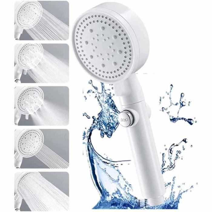 Pommeau De Douche Haute Pression Anti-calcaire - 4 Types De Jets, économie D'eau, Filtre Remplaçable (Noir)