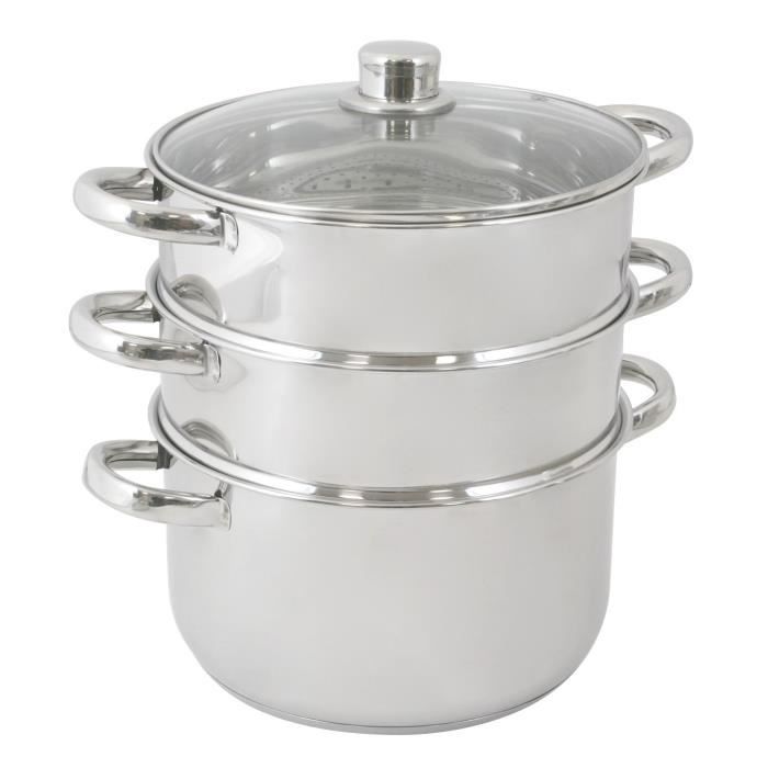 Salangae Salangae Cocotte à vapeur en acier inoxydable Set pour cuisson à vapeur à double couche plaque à induction universelle à gaz avec couvercle