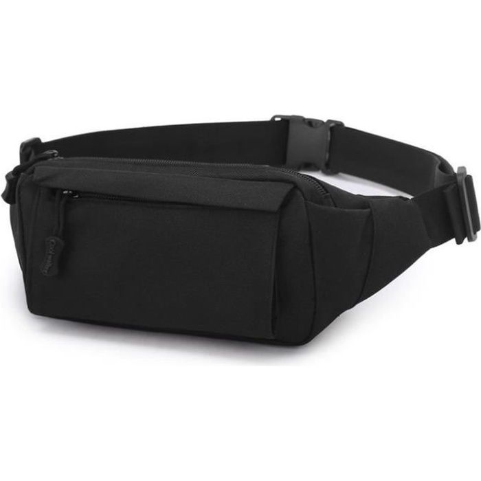 Sac Banane Adulte Homme-Femme Multipoches Militaire Imperméable 24 × 11 × 5  cm Noir Noir - Cdiscount Bagagerie - Maroquinerie