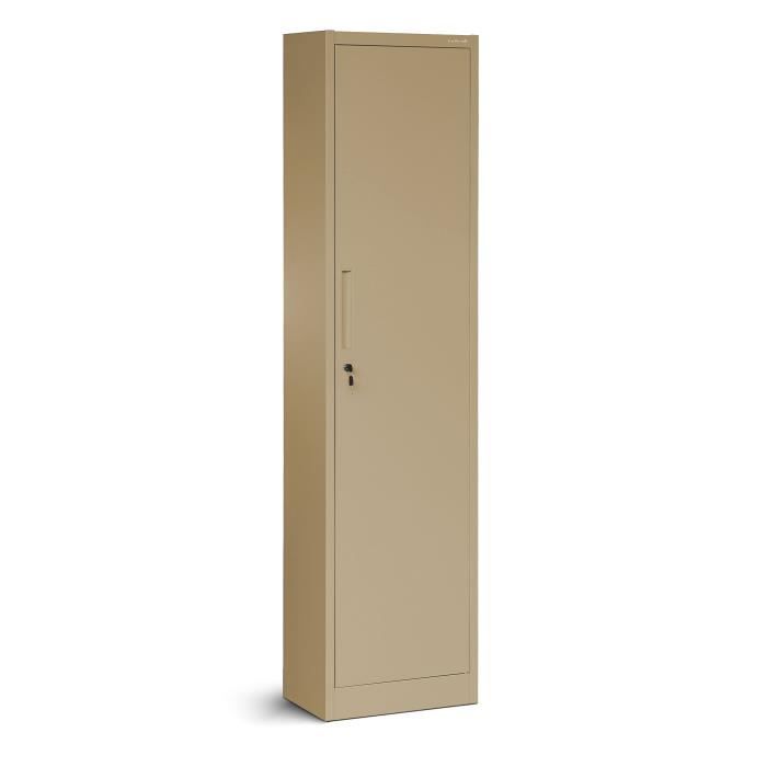 armoire de bureau métallique c001a porte battante verrouillable 4 étagères revêtement en poudre 185 cm x 45 cm x 40 cm beige