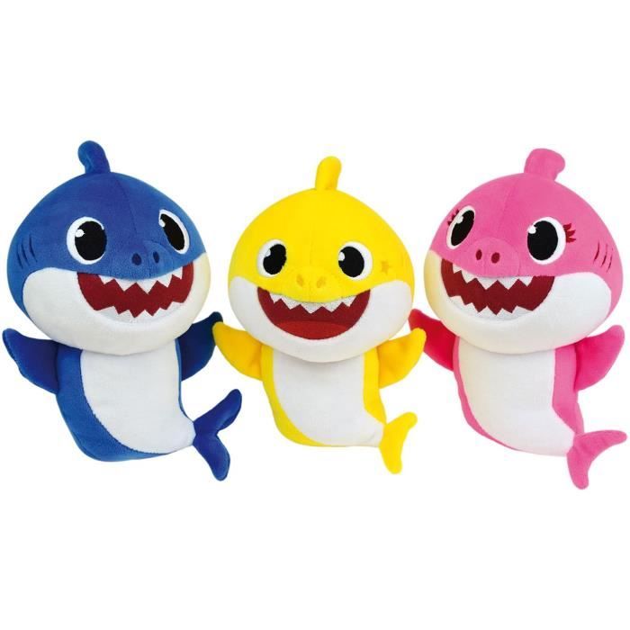 JEMINI Baby Shark Lot de 3 peluches - Requin jaune, Maman rose et papa bleu  +/- 20 cm - Cdiscount Jeux - Jouets