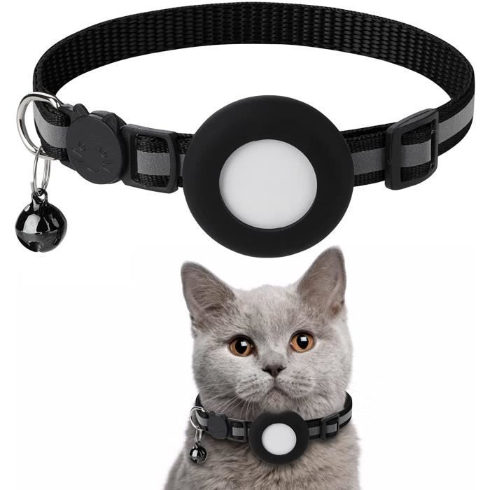 Comparer les prix de Collier avec clochette et boucle de sécurité Collier réfléchissant support Airtag étanche compatible avec Airtag pour chat - NOIR