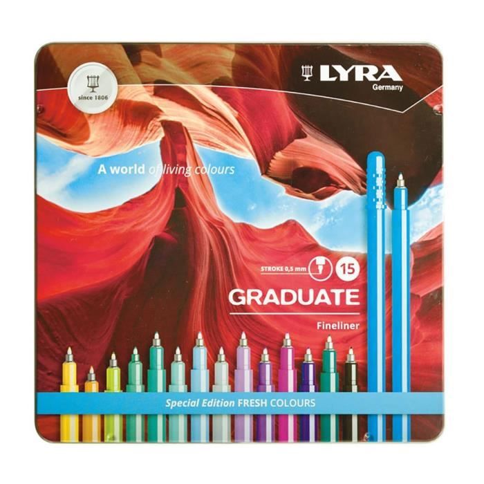 LYRA Graduate Fineliner - Pochette 12 feutres fins 0,5 mm