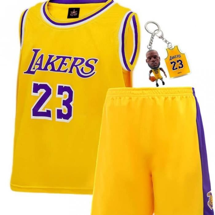 MYXUAA Garçons Filles Maillots De Basketball Lakers # 23 Suivi De Sets Basketball Costumes Brodé Jersey Entraînement De Sport Sportswear Set Top Et Short Purple-XL 