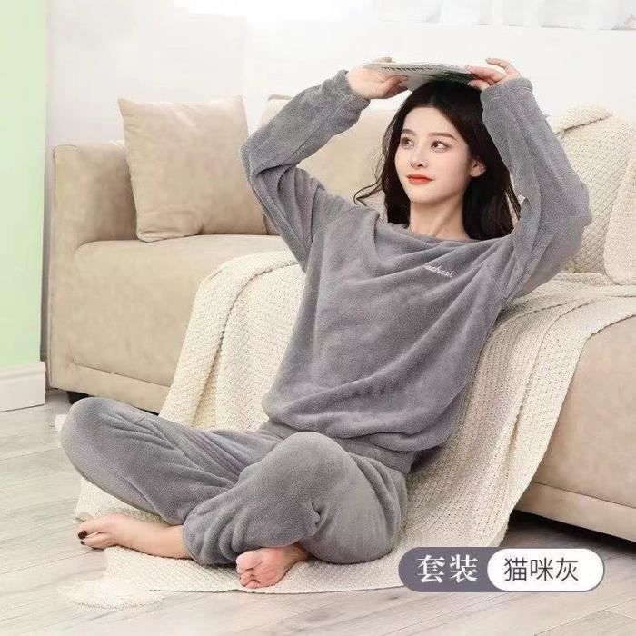 Pyjama Pyjama en flanelle pour femmes ensemble polaire vetements de nuit epais et chaud velours costume gray C21292 Blanc Cdiscount Pret a Porter