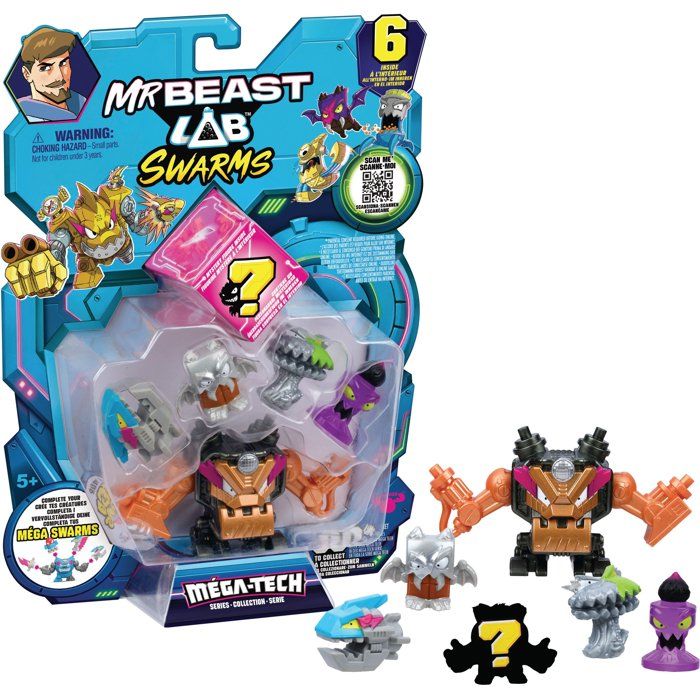 Figurines - MRBEAST LAB - Mega Swarms - Pack de 6 - Méga-Tech - Collection - Modèle aléatoire