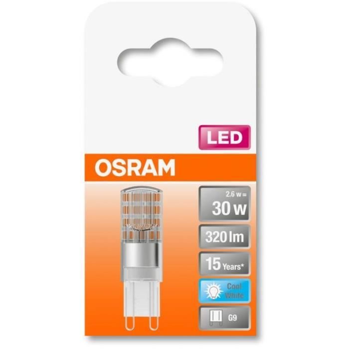OSRAM Ampoule LED Capsule claire 2,6W=30 G9 froid