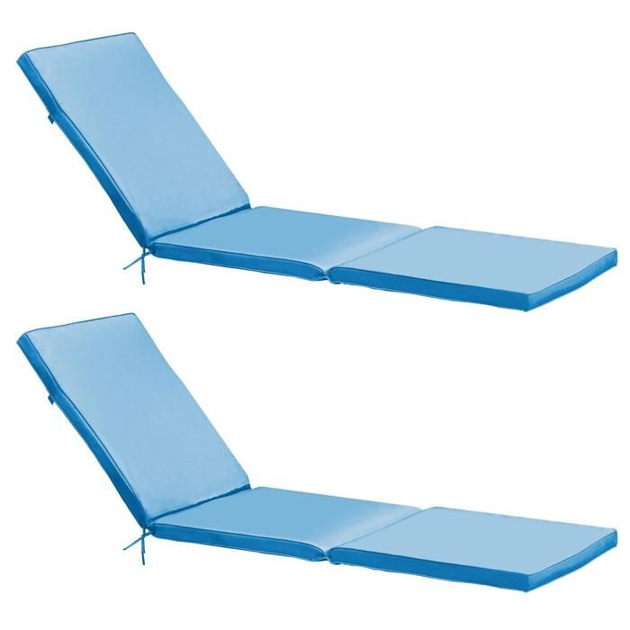 Lot de 2 coussins bain de soleil polyester bleu 186 x 53 x 5 cm Picchu - Oviala
