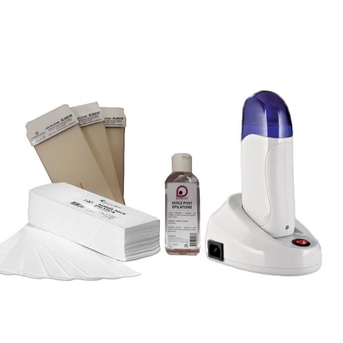 Kit EPILATION avec Chauffe Cartouches socle +3 cartouches Blanche +100