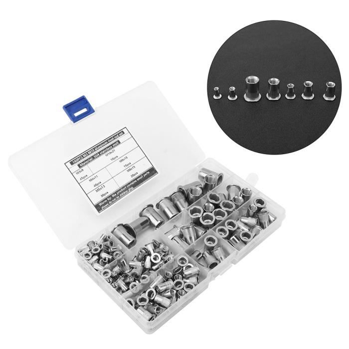 Qiilu Écrou de rivet en acier inoxydable 160Pcs Écrou à Rivet M3-M10 en ...