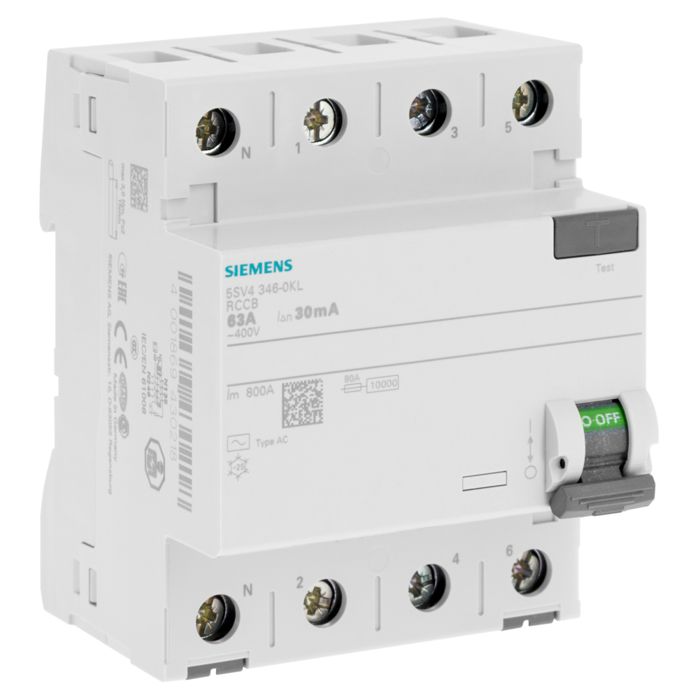 Interrupteur différentiel tétrapolaire SIEMENS Type AC 30mA IP20