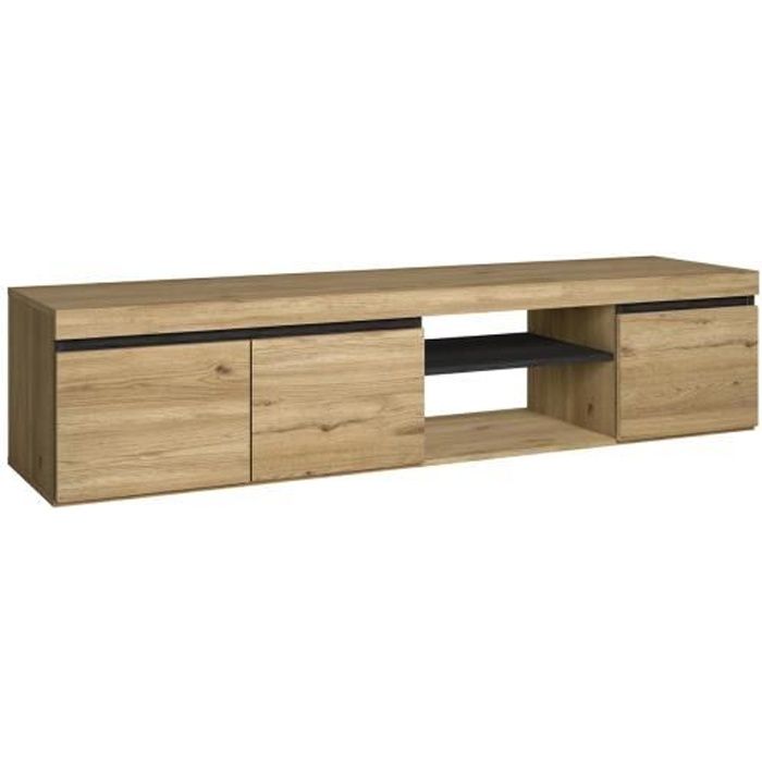 Meuble TV mod.NATURALE couleur Chêne/Noir 2 portes et 2 logements 160x40x41cm RF891 Meuble TV mod.NATURALE couleur Chêne/Noir 2 portes et 2 logements 160x40x41cm RF891