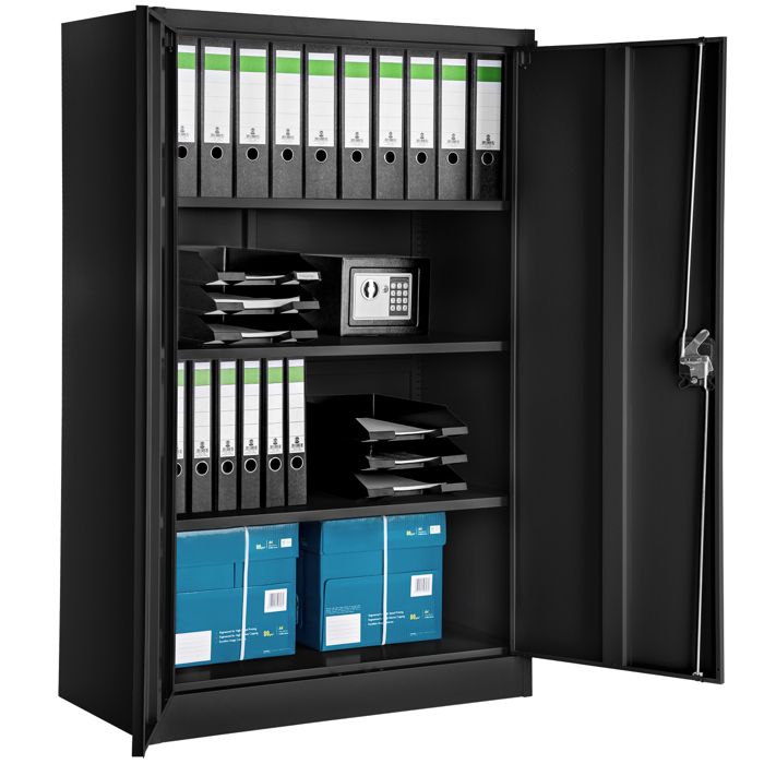 mewmewcat Armoire de Bureau Classeur avec 4 étagères réglables 2 Portes Gris 90 x 40 x 180 cm l x P x H 