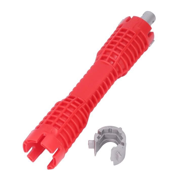 GZLFH Clé D'Évier Multifonction 14 En 1 – Outil Installation Robinet Lavabo Toilettes – Rouge – Têtes 28/34/40/44 Mm + Extracteur Fil
