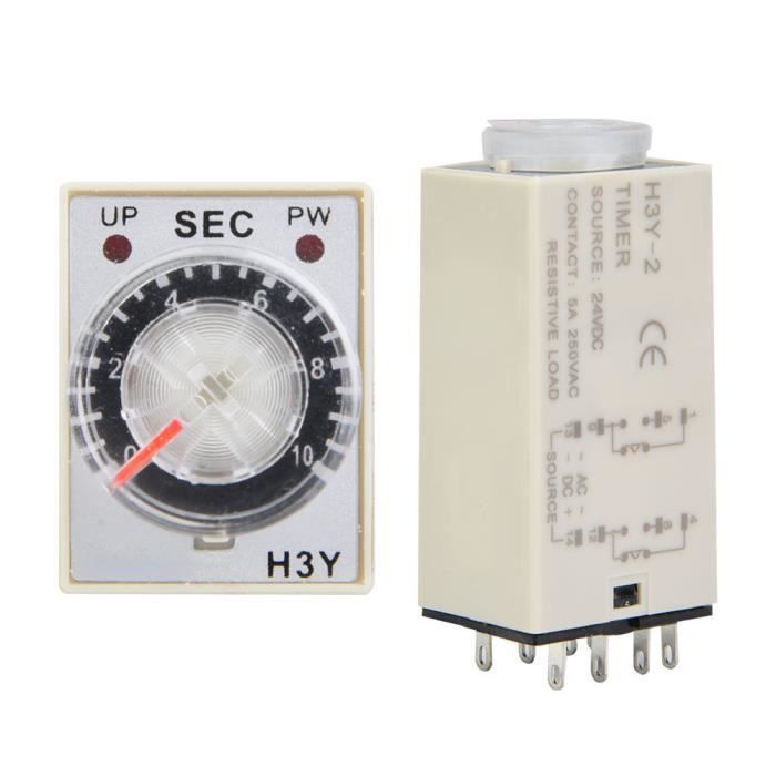 Minuterie Relais H3Y-2 / H3Y-4 Temporisé 10sec-60min AC220V DC12V DC24V - Bouton Rotatif