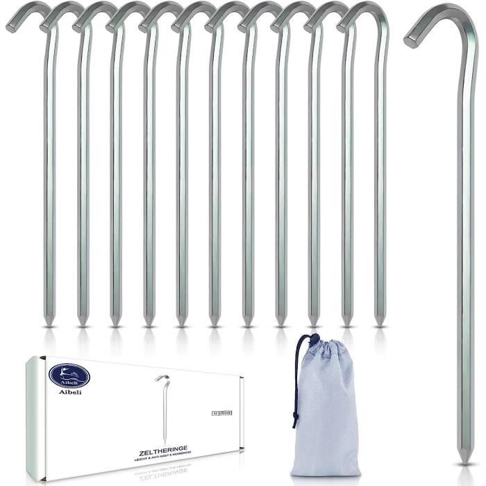Lot De 20 Sardines De Tente En Aluminium 18 Cm - Crochet Anti-dérapant - Pour Camping, Auvent, Filet - 8