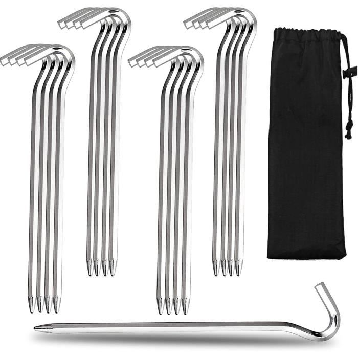 Lot De 6 Piquets De Tente En U En Aluminium - 31 Cm - Pour Sable, Neige, Sols Meubles - Couleur Orange