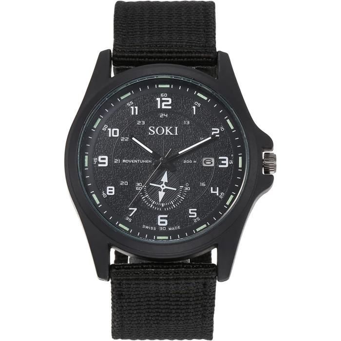 Montre Homme SOKI Sport Quartz – Bracelet Nylon – Avec Date – Style Décontracté – Neuf Avec Étiquettes