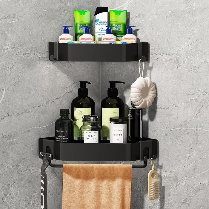 Rangement Et Organisation De La Salle De Bain Lot De 2 Étagères Douche Angle Adhésives - Acier