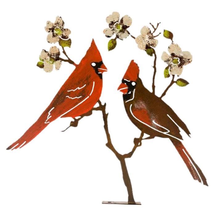 Fer Rouge Oiseau Statue Rebord De Fenêtre Ornement Jardin Pelouse Arbre ...