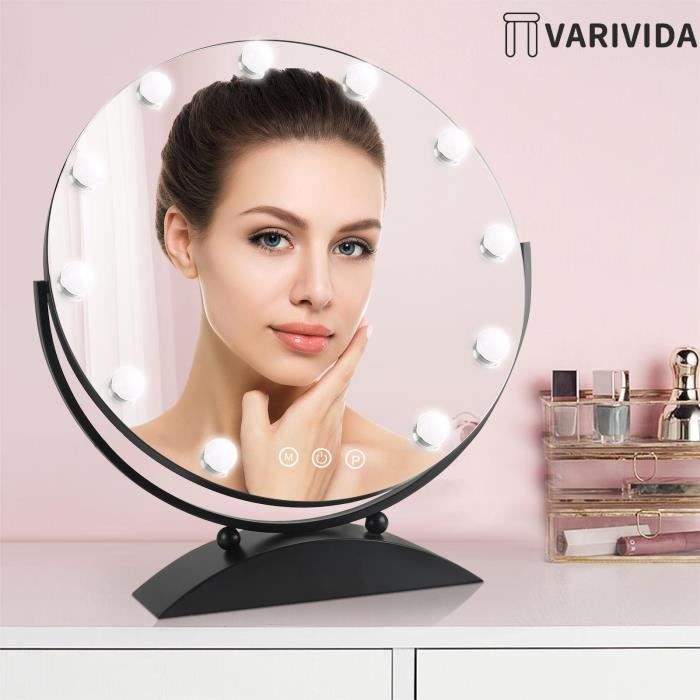 Miroir Grossissant Led Miroir Maquillage Sur Pied CASA PURA - Rotation 360° - Double Face 5X/7X/10X - LED - Réglable Miroir Table Réglable