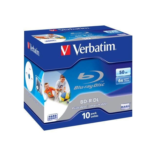 Verbatim 10 x BD R DL 50 Go 6x surface imprimable par jet d'encre boîtier CD - vue 2
