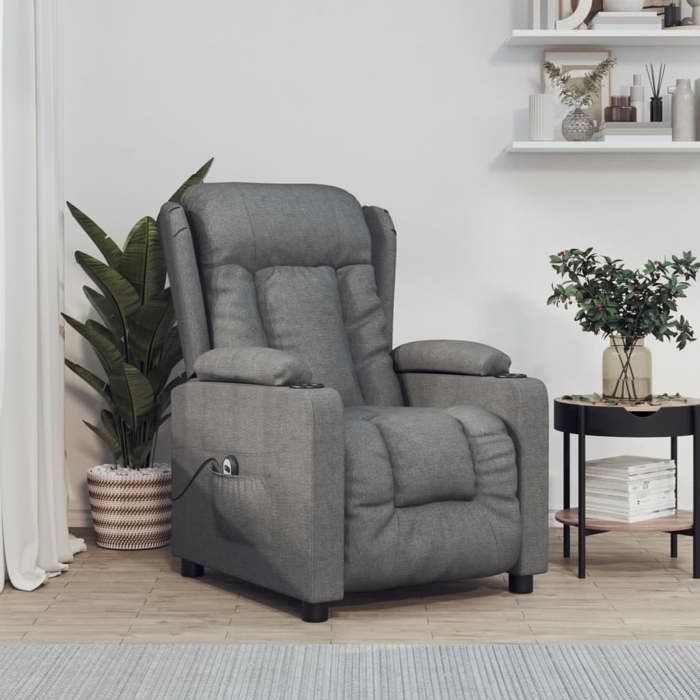 vidaXL Fauteuil inclinable électrique Gris foncé Tissu 3098778
