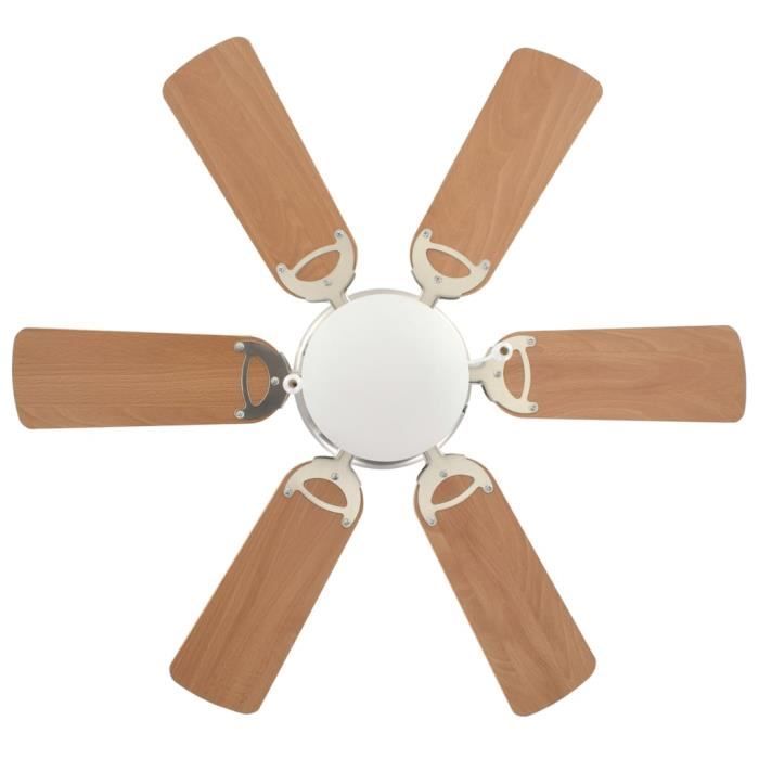 Ventilateur de plafond orné avec lumière 82 cm Marron clair LVD