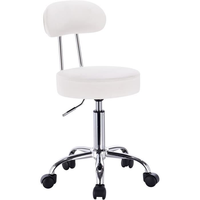 Woltu 1 X Tabouret De Bar Pivotant Tabouret De Travail A Roulettes Chaise De Bureau Avec Dossier Hauteur Reglable Blanc Achat Vente Tabouret De Bar Materiel Acier Chrome Similicuir Soldes