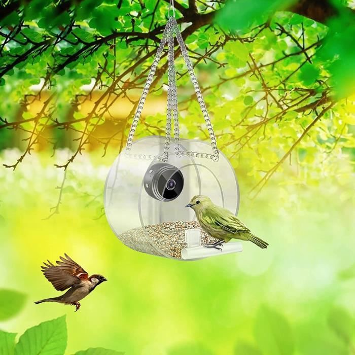 Caméra alimentateur d'oiseaux surveillance en temps réel microphone  extérieur intelligent suspension alimentateur d'oiseaux YS002