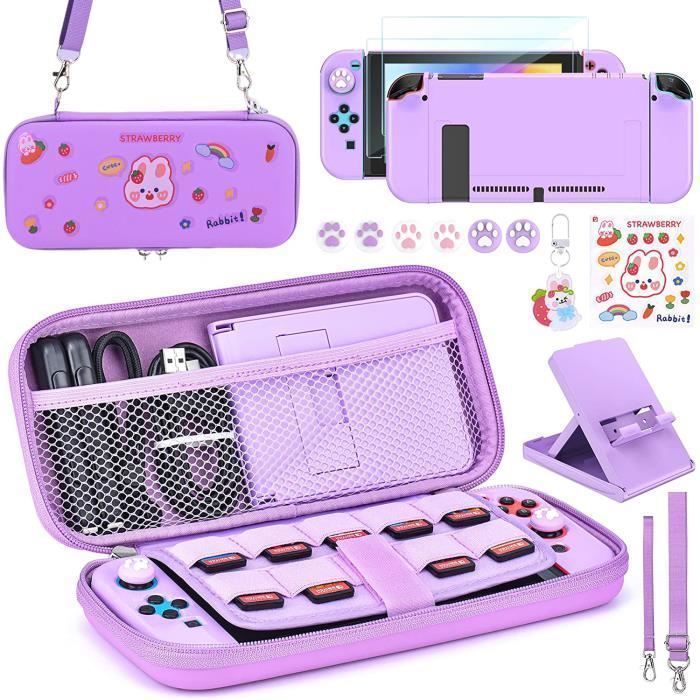 Pack d'Accessoires Switch Kit d'Accessoires 15 en 1 Comprenant Etui de Transport pour Console Switch Support Réglable