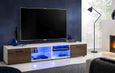 2x Meuble TV T32-100 - LED bleues - Bronze Mat & Blanc - Façades en Bois Mat - L200cm x H34.5cm x P45cm-1