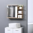 Armoire miroir de salle de bain avec étagère - KLEANKIN - Aspect chêne clair - 3 étagères latérales-1