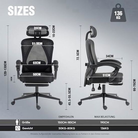 Chaise De Bureau Enfant Dowinx Ergonomique - Accoudoirs, Dossier Mesh, Réglable En Hauteur