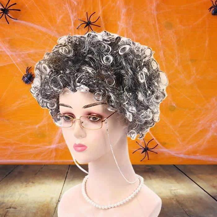 Kit de Déguisement Grand-Mère - KAKOO - Perruque de Vieille Dame avec
