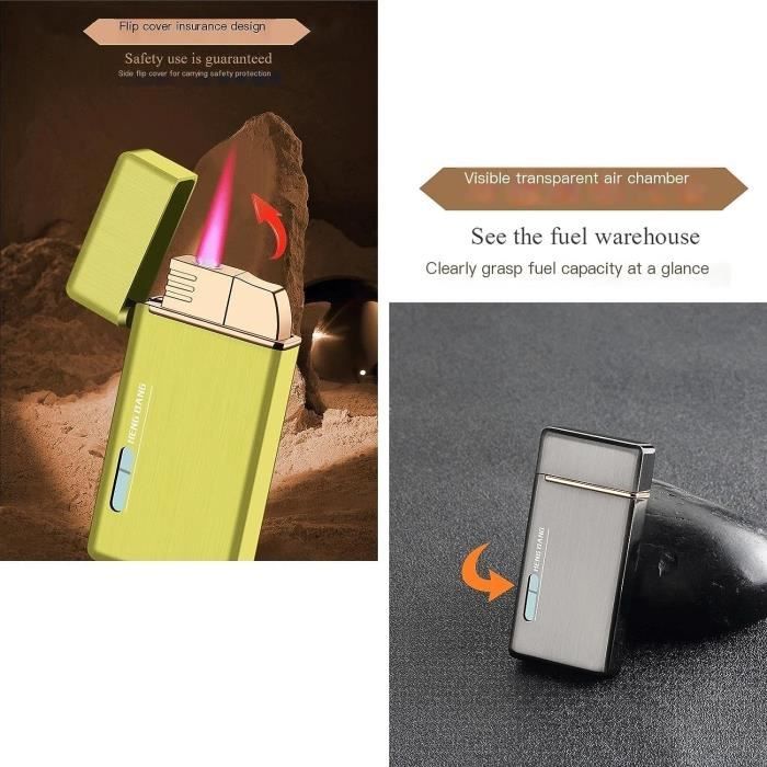 Briquet Torche Triple Jet Rechargeable | Flamme Coupe-vent & Poinçon à Cigare | Butane Non Inclus (Gunmetal)