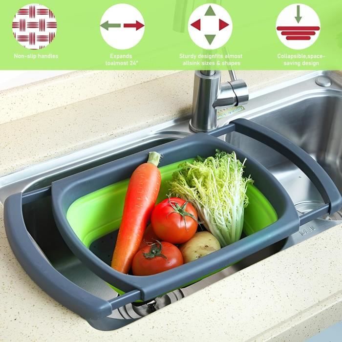 Passoire Pliable En Silicone Avec Poignée – Égouttoir Pratique Pour Pâtes, Fruits Et Légumes