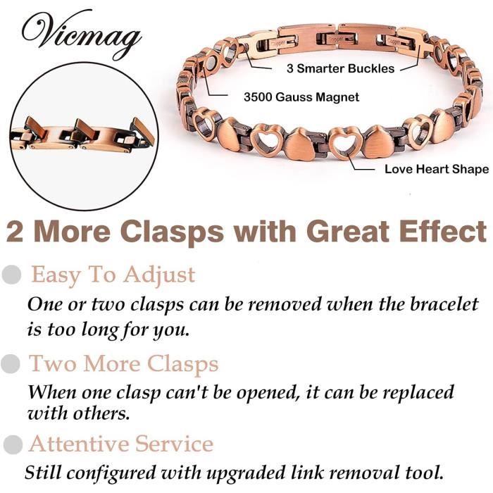 Bracelet Magnétique En Cuivre Pour Femme 3500 Gauss Aimants