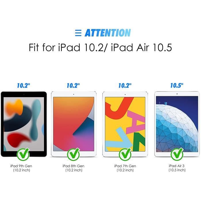 3 Pièces Verre Trempé Compatible avec iPad 9/8/7 (10,2 Pouces