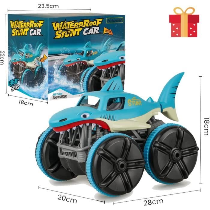 Voiture Télécommandée ​Tout Terrain Amphibie 360° Rotation 2 4GHz Camion  Radiocommandée Style Requin avec LED pour Enfant 3 12 Ans - Cdiscount Jeux  - Jouets