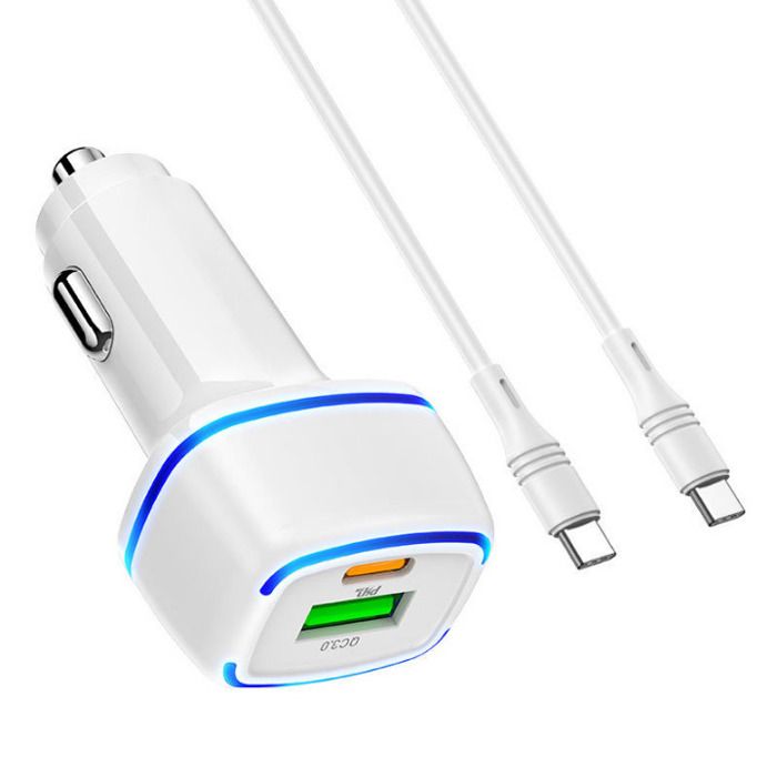 Chargeur voiture USB + Type C - QC 3.0 PD 20W 3A pour Xiaomi / Oppo ...