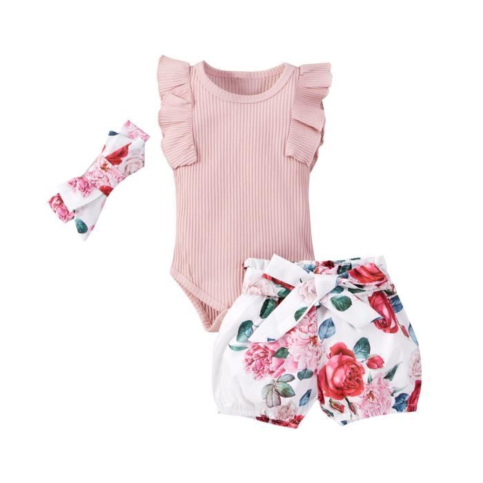 Barboteuse Bébé Fille Sans Manches à Volants – Grenouillère D'Été Mignonne Et Douce 3-24 Mois, Parfaite Pour Photos & Quotidien