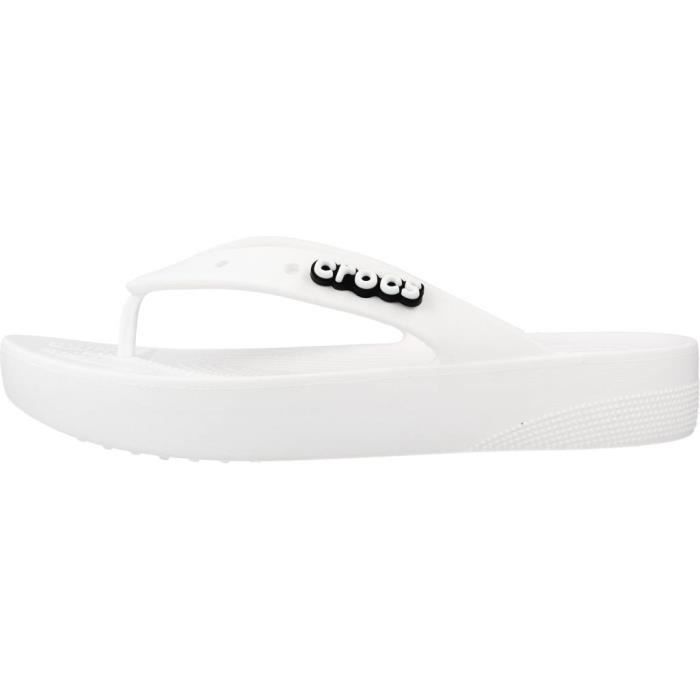 Tongs Femme Crocs 123152 Blanc Semelle Gomme Fabriqu en