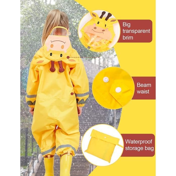 HZXVic – Imperméable Pour Enfant – Veste Coupe Vent Pour Garçon – Combinaison De Pluie Avec Capuche – Motif Dinosaure - Bleu - 3 Ans