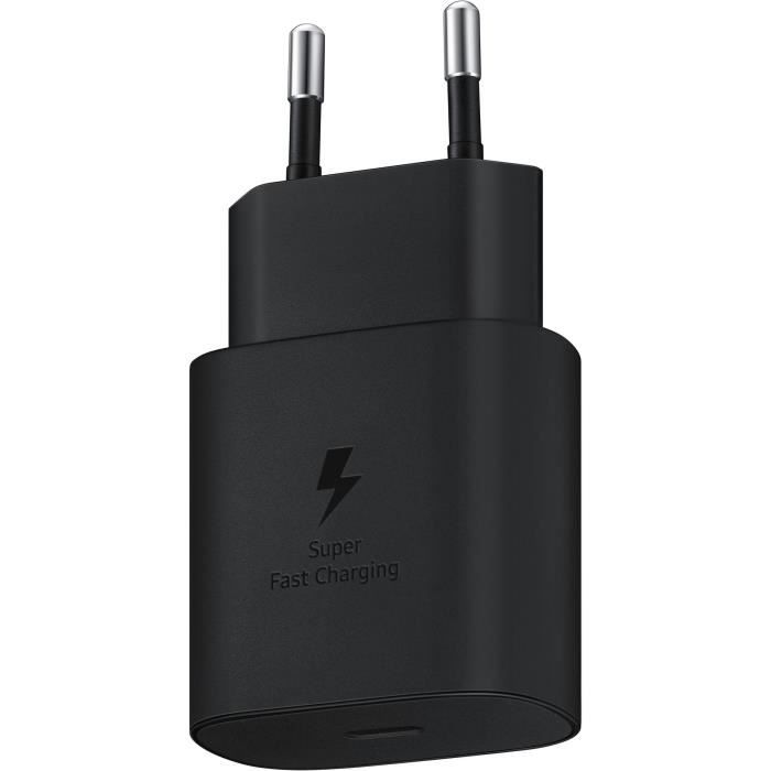 Chargeur secteur RAPIDE - 25W - SAMSUNG - Port USB Type C (sans câble) -  Noir - Cdiscount Téléphonie