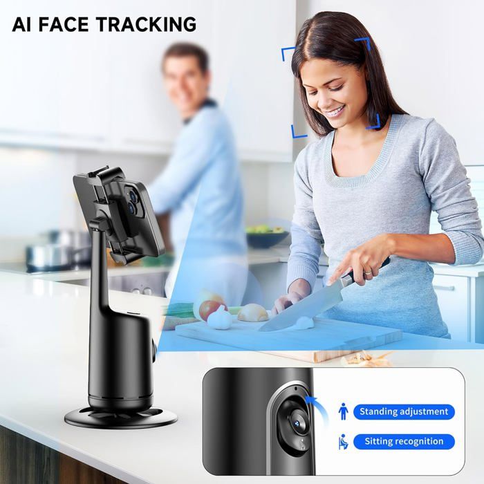 Trépied P02 avec suivi de visage et rotation 360 pour smartphone Trépied P02 avec suivi de visage et rotation 360 pour smartphone