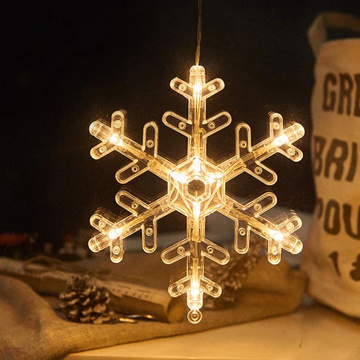 Guirlande Rideau Noël Fenêtre - Flocons De Neige LED - 8 Modes & Minuterie - Avec Ventouses - Lot De 2 - 7